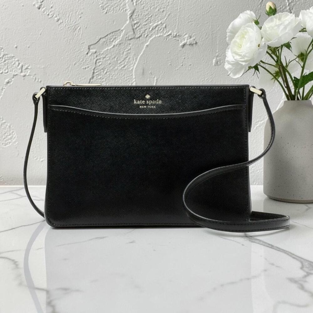 NWT Kate Spade Rory Leather Crossbody Bag Black Slip Pocket Purse K6176 New